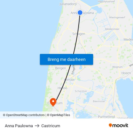 Anna Paulowna to Castricum map