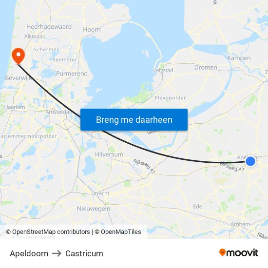 Apeldoorn to Castricum map