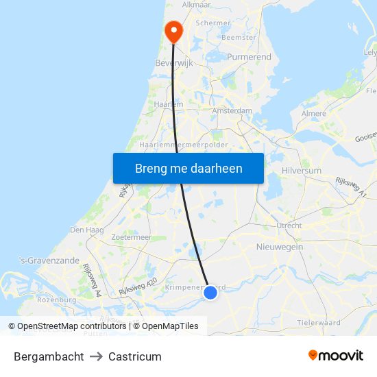 Bergambacht to Castricum map