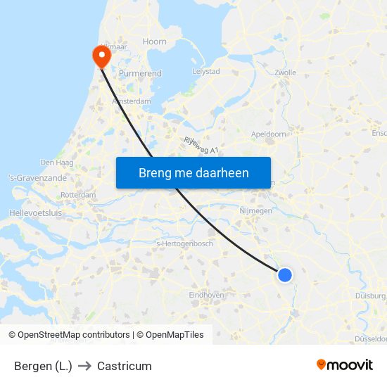 Bergen (L.) to Castricum map