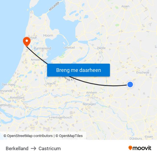 Berkelland to Castricum map