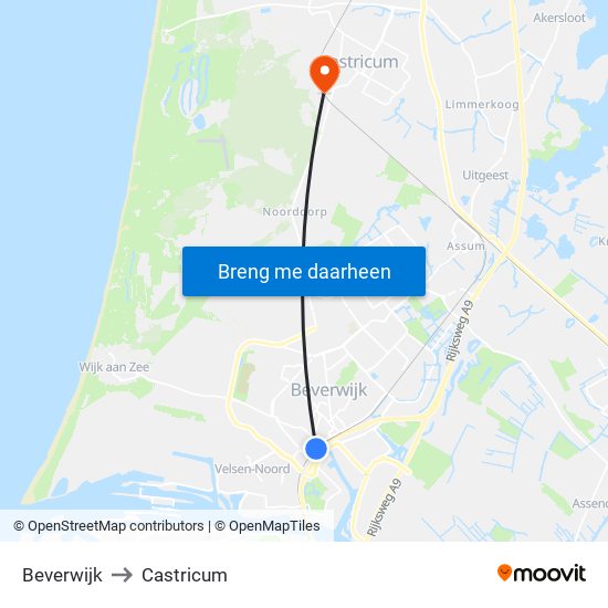 Beverwijk to Castricum map