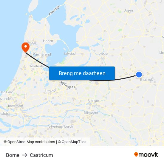 Borne to Castricum map