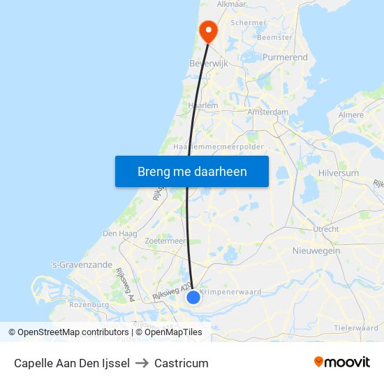 Capelle Aan Den Ijssel to Castricum map