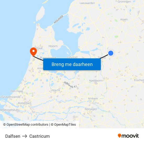 Dalfsen to Castricum map