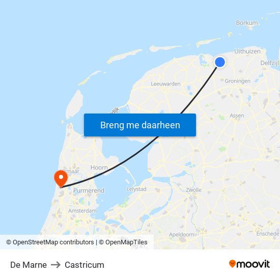 De Marne to Castricum map