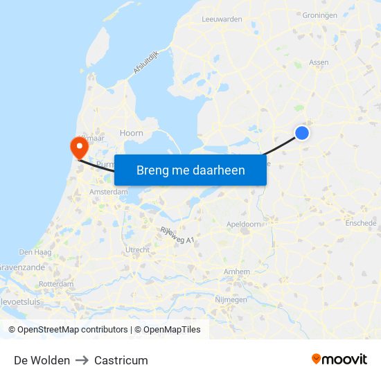 De Wolden to Castricum map