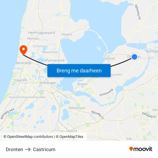 Dronten to Castricum map