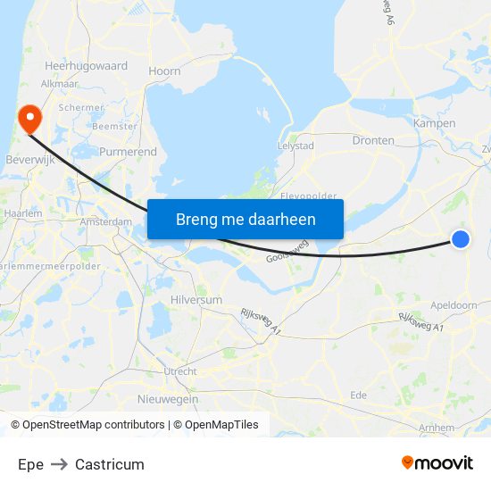 Epe to Castricum map