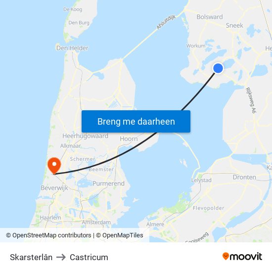 Skarsterlân to Castricum map