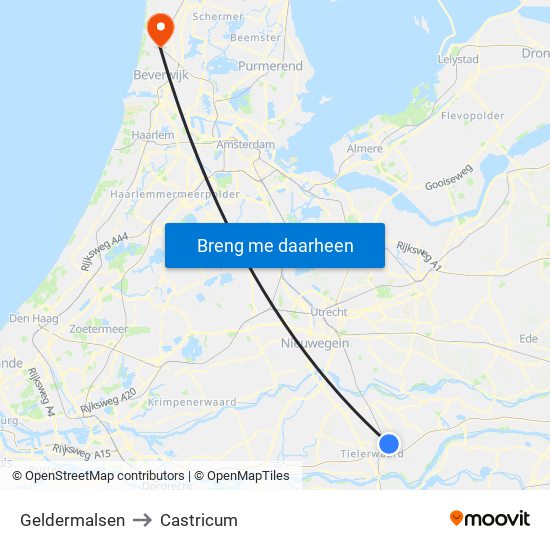 Geldermalsen to Castricum map