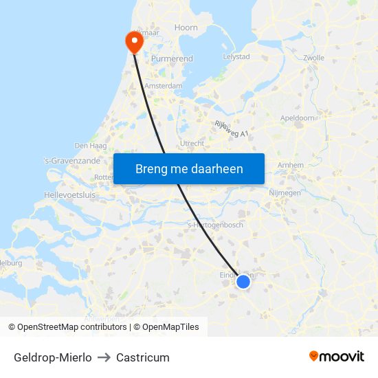 Geldrop-Mierlo to Castricum map