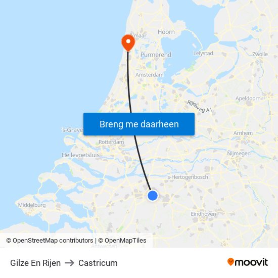 Gilze En Rijen to Castricum map