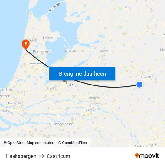 Haaksbergen to Castricum map