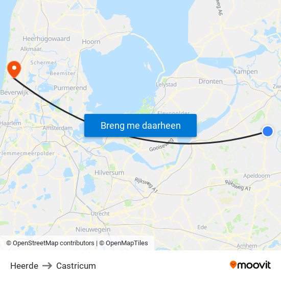 Heerde to Castricum map