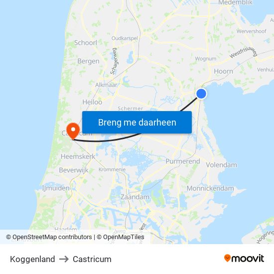 Koggenland to Castricum map