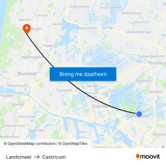 Landsmeer to Castricum map