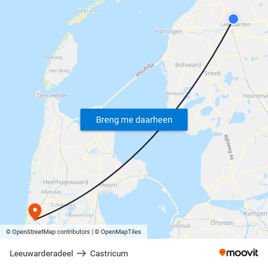 Leeuwarderadeel to Castricum map