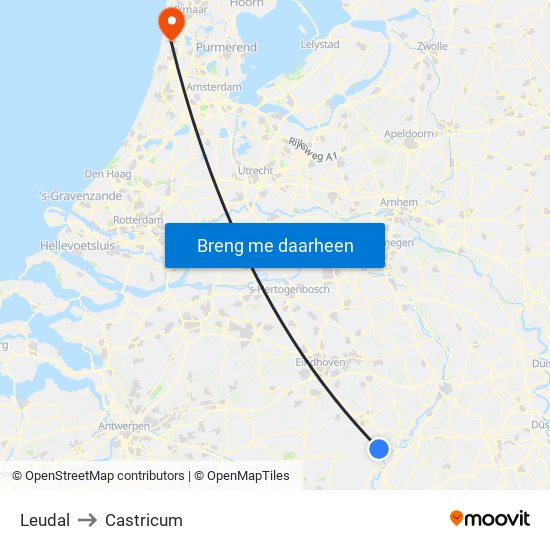 Leudal to Castricum map