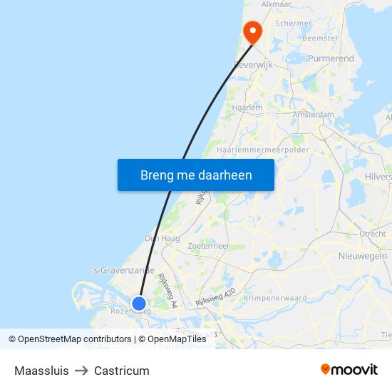 Maassluis to Castricum map