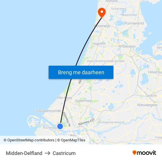 Midden-Delfland to Castricum map