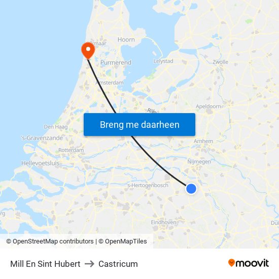 Mill En Sint Hubert to Castricum map