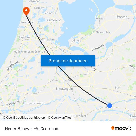 Neder-Betuwe to Castricum map