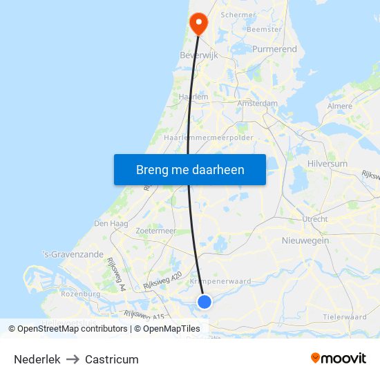 Nederlek to Castricum map