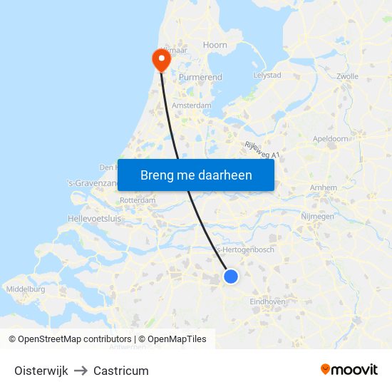Oisterwijk to Castricum map