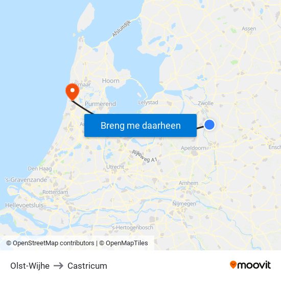 Olst-Wijhe to Castricum map