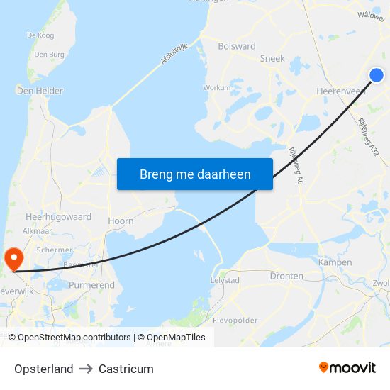 Opsterland to Castricum map