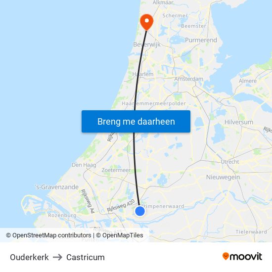 Ouderkerk to Castricum map