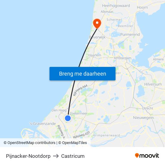 Pijnacker-Nootdorp to Castricum map