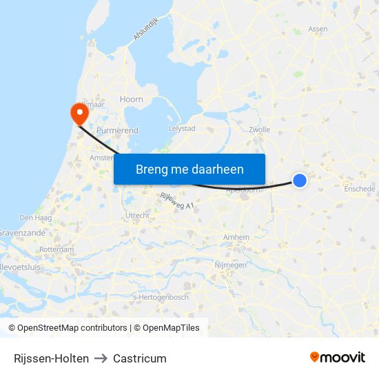 Rijssen-Holten to Castricum map