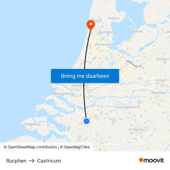 Rucphen to Castricum map