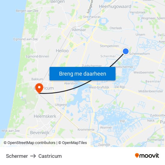 Schermer to Castricum map