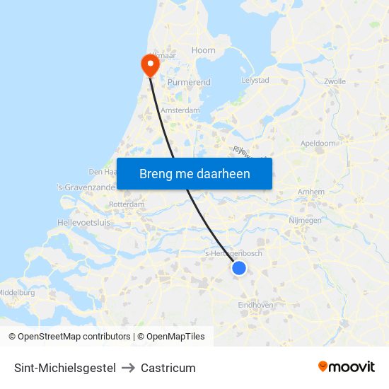 Sint-Michielsgestel to Castricum map