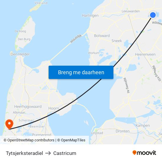 Tytsjerksteradiel to Castricum map