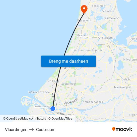 Vlaardingen to Castricum map