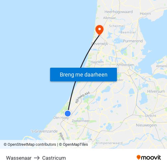 Wassenaar to Castricum map