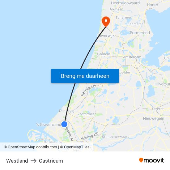 Westland to Castricum map