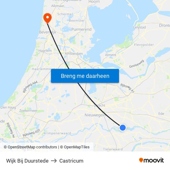 Wijk Bij Duurstede to Castricum map