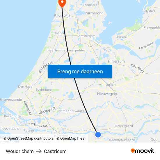 Woudrichem to Castricum map