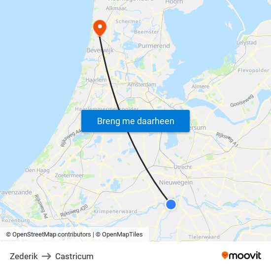 Zederik to Castricum map