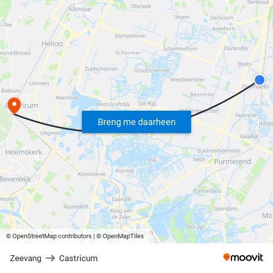 Zeevang to Castricum map