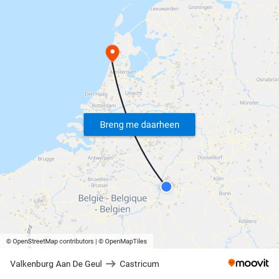 Valkenburg Aan De Geul to Castricum map