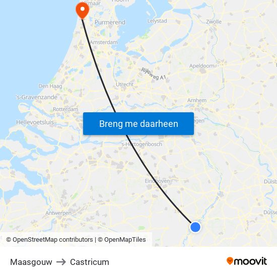 Maasgouw to Castricum map