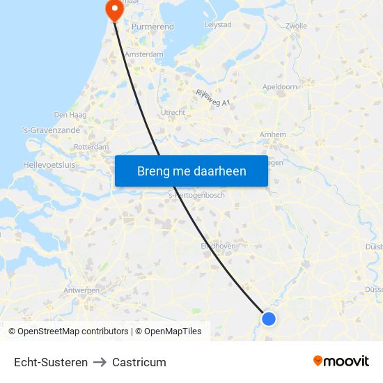 Echt-Susteren to Castricum map