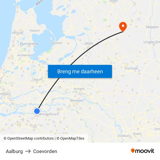 Aalburg to Coevorden map