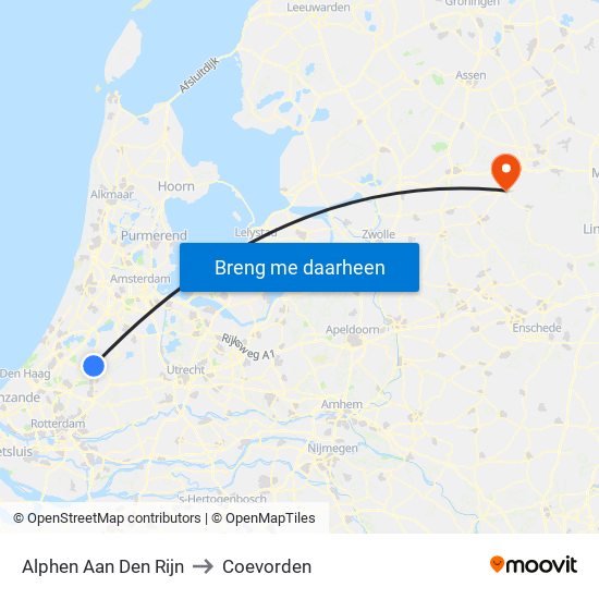 Alphen Aan Den Rijn to Coevorden map